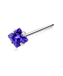 Diamond Prong Set Silver Straight Nose Stud NSKA-651